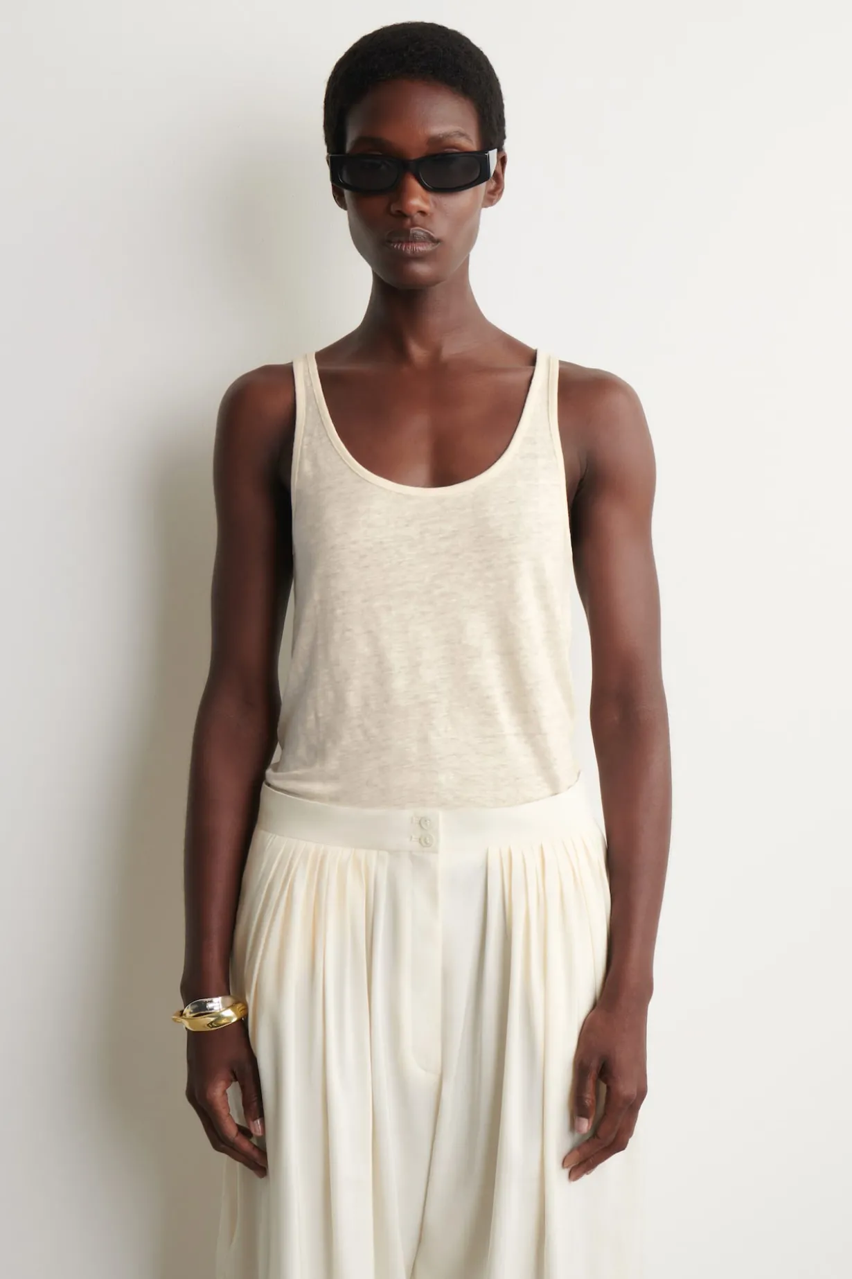 LINEN-JERSEY TANK TOP