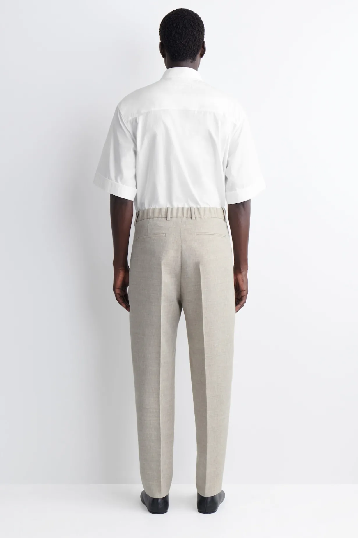 LINEN-WOOL RELAXED-FIT BARREL-LEG PANTS