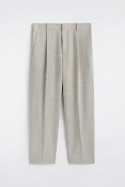 LINEN-WOOL RELAXED-FIT BARREL-LEG PANTS