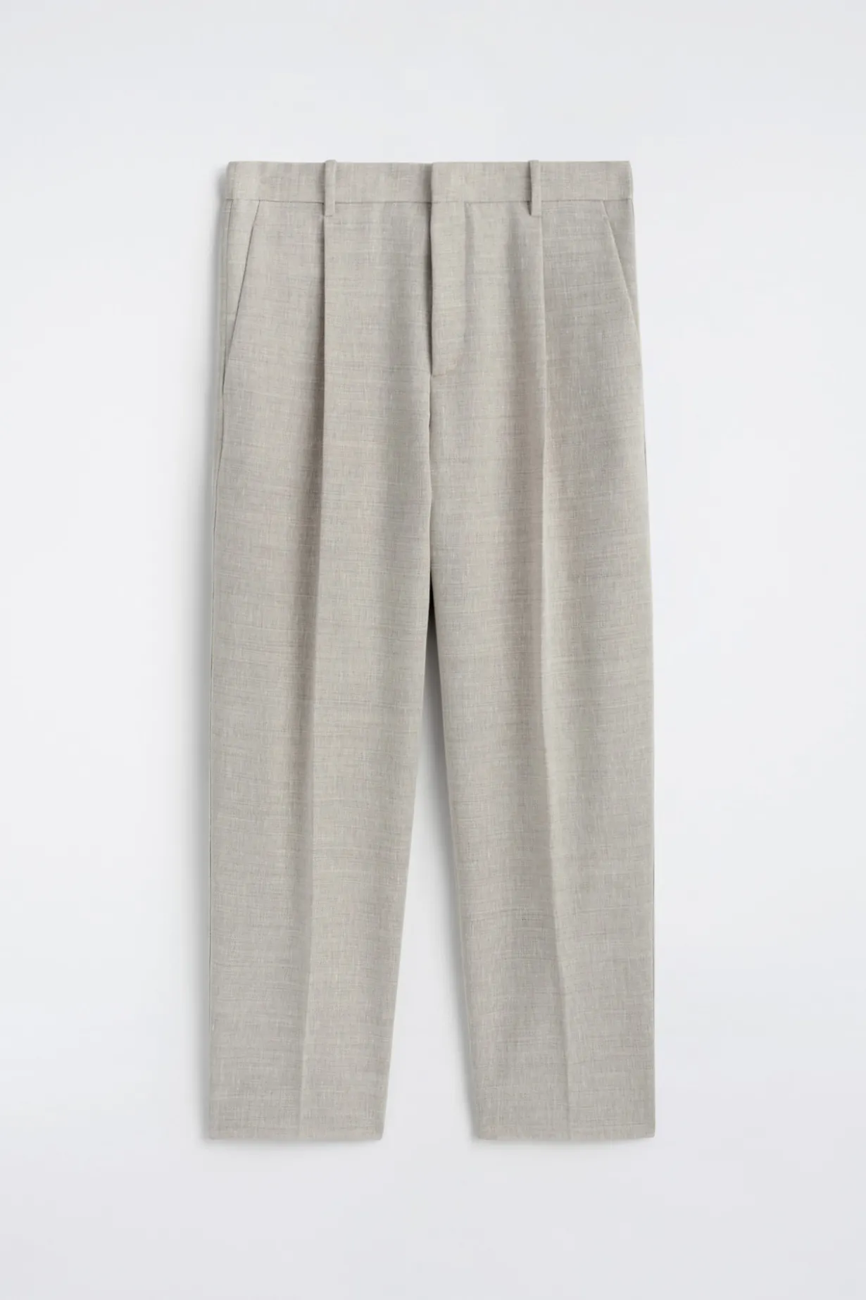 LINEN-WOOL RELAXED-FIT BARREL-LEG PANTS
