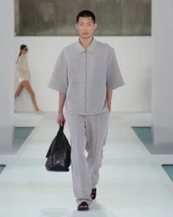 LINEN-WOOL RELAXED-FIT BARREL-LEG PANTS
