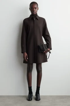 LONG-SLEEVED MINI SHIRT DRESS