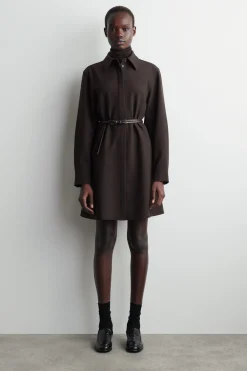 LONG-SLEEVED MINI SHIRT DRESS