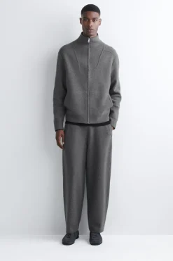 MERINO WOOL BARREL-LEG JOGGERS