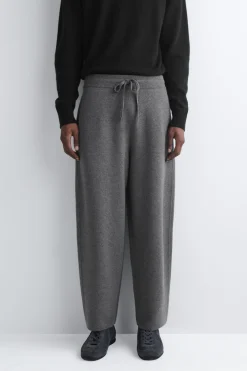 MERINO WOOL BARREL-LEG JOGGERS