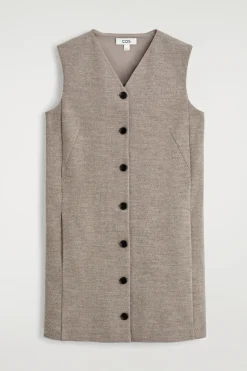 MERINO WOOL BUTTONED SHIFT MINI DRESS