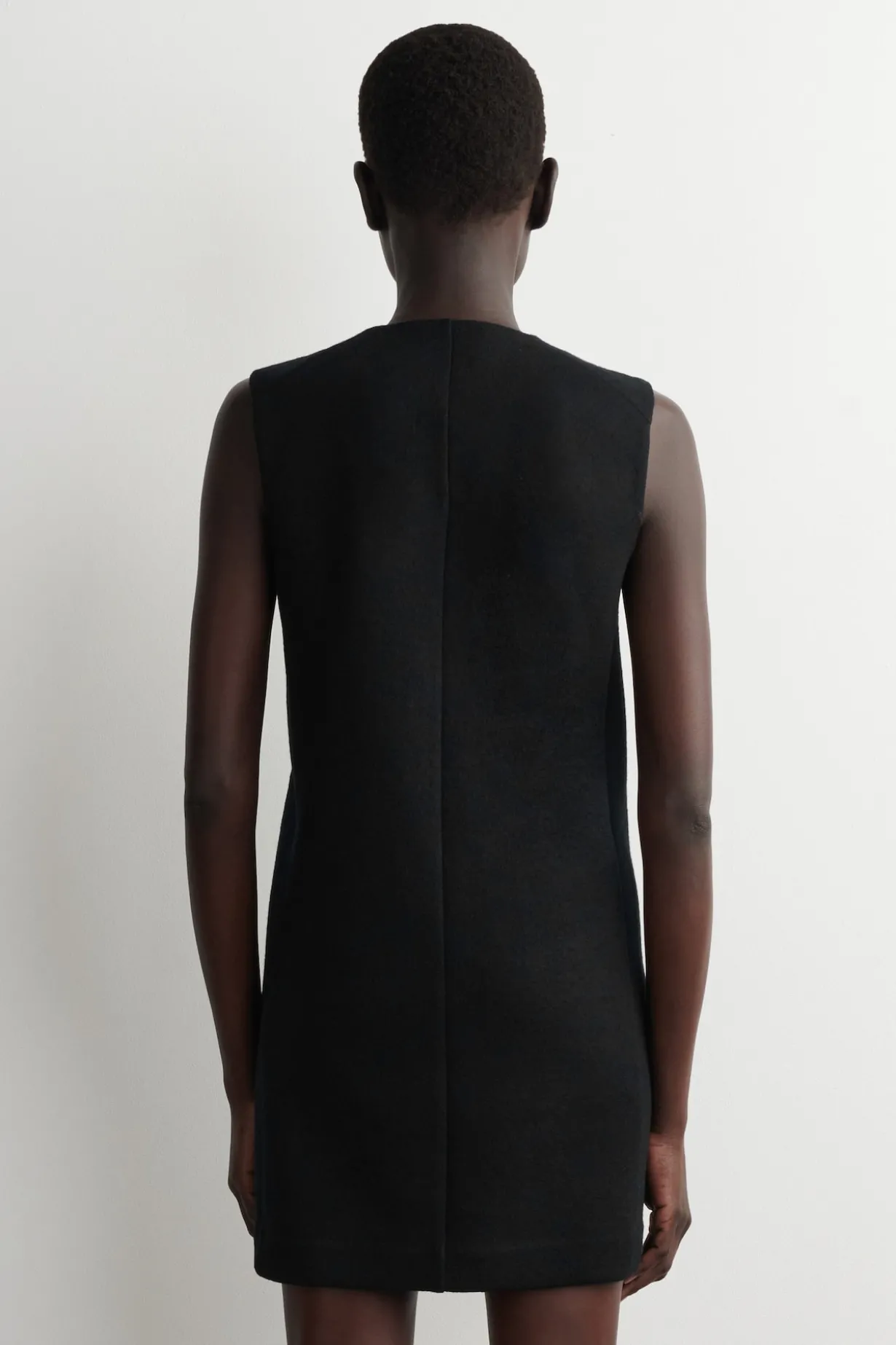 MERINO WOOL BUTTONED SHIFT MINI DRESS