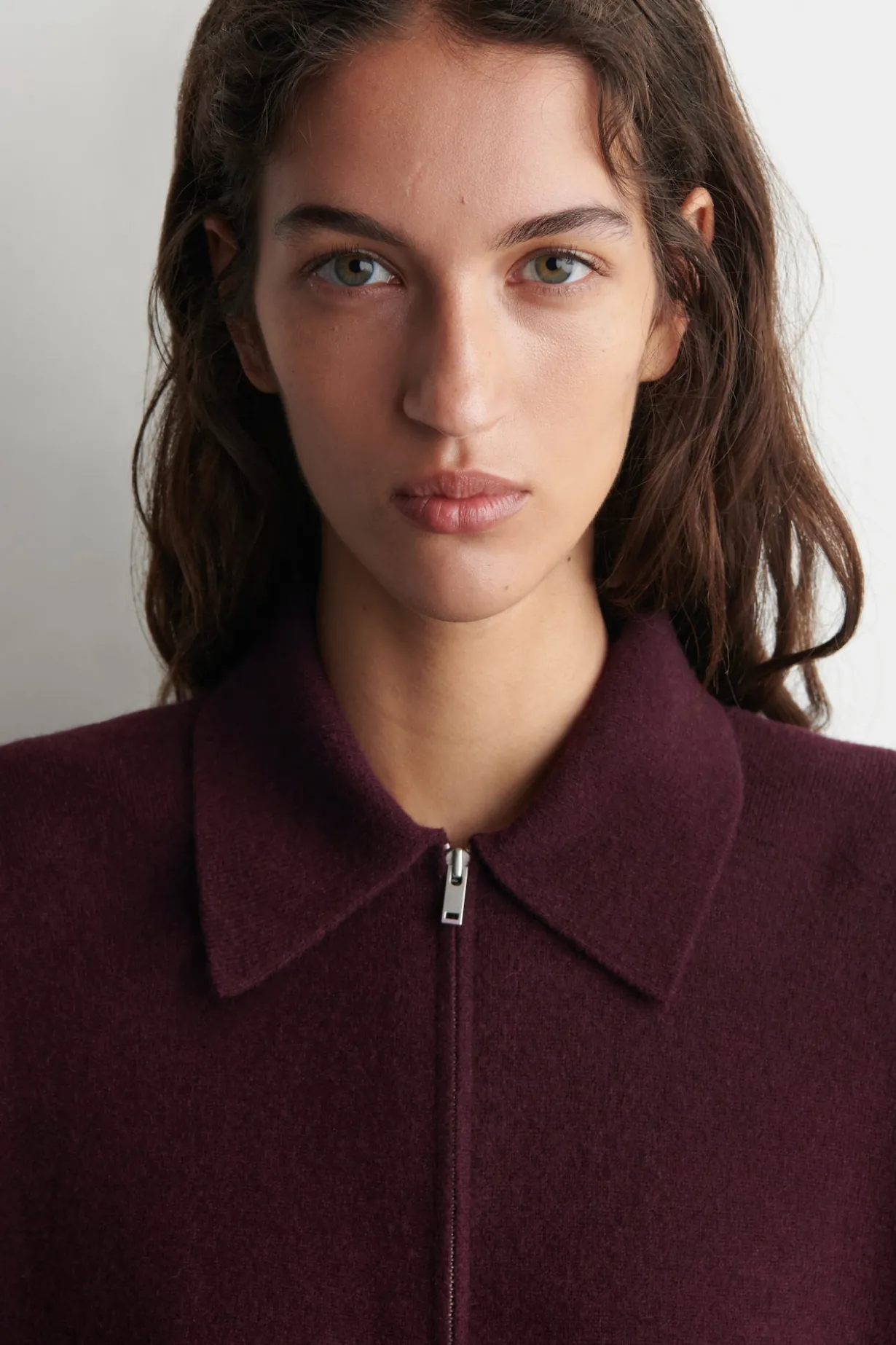 MERINO WOOL-YAK ZIP-UP POLO SHIRT