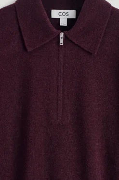 MERINO WOOL-YAK ZIP-UP POLO SHIRT