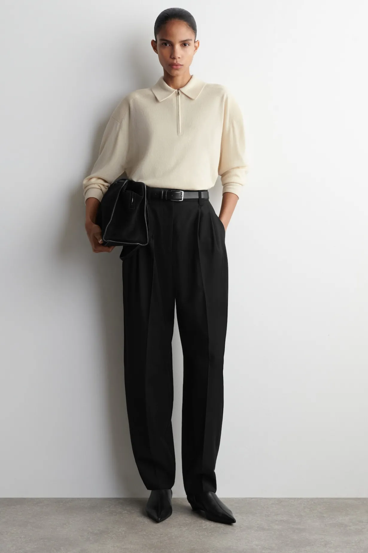 MERINO WOOL-YAK ZIP-UP POLO SHIRT