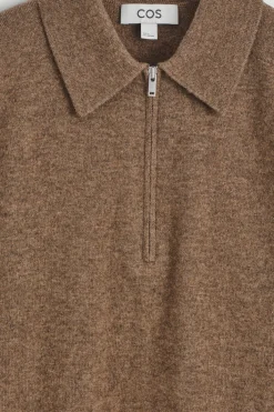 MERINO WOOL-YAK ZIP-UP POLO SHIRT