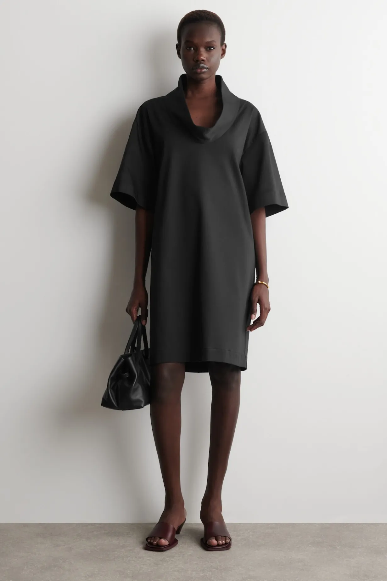 MOCK-NECK COCOON MINI DRESS