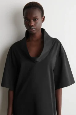 MOCK-NECK COCOON MINI DRESS