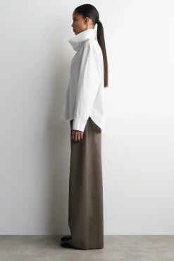 MOCK-NECK COTTON SHIRT