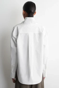 MOCK-NECK COTTON SHIRT