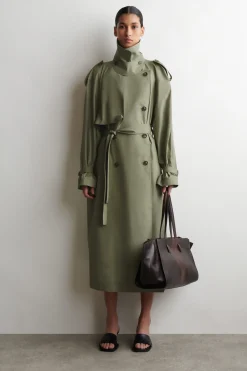 mock-NECK COTTON TRENCH COAT