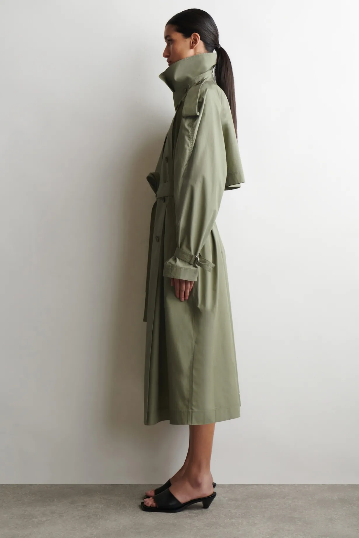 mock-NECK COTTON TRENCH COAT