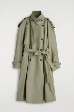 mock-NECK COTTON TRENCH COAT