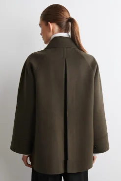 MOCK-NECK DOUBLE-FACED WOOL SHORT COAT