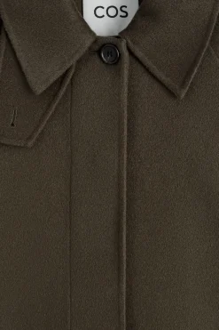 MOCK-NECK DOUBLE-FACED WOOL SHORT COAT