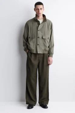 MOCK-NECK TWILL BLOUSON JACKET