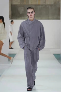NYLON BARREL-LEG RELAXED-FIT PANTS