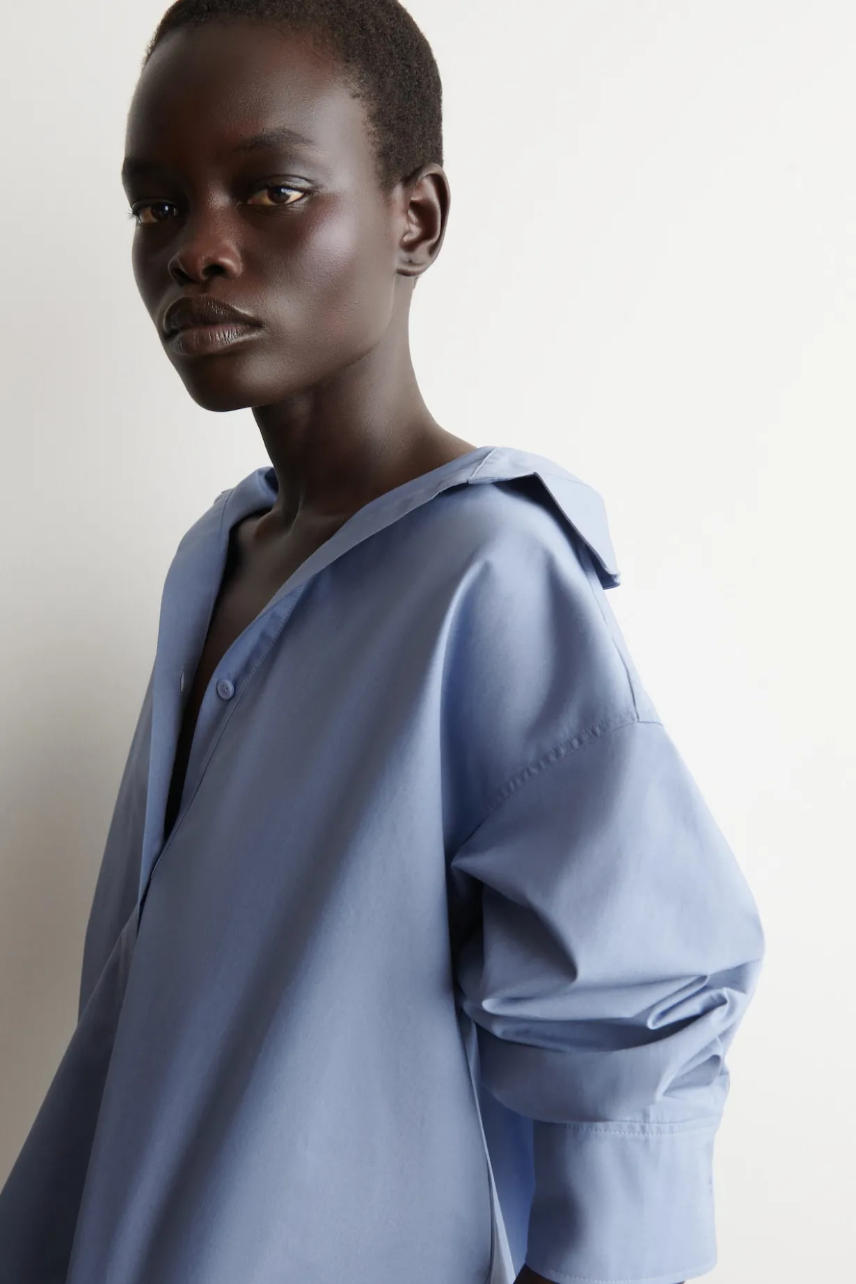 OPEN-COLLAR COTTON SHIRT