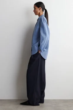 OPEN-COLLAR COTTON-POPLIN SHIRT