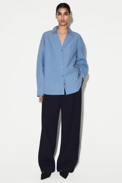 OPEN-COLLAR COTTON-POPLIN SHIRT