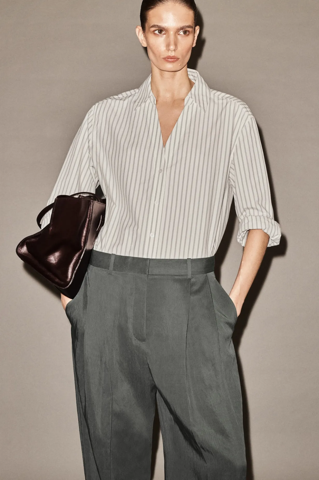 OPEN-COLLAR COTTON-POPLIN SHIRT