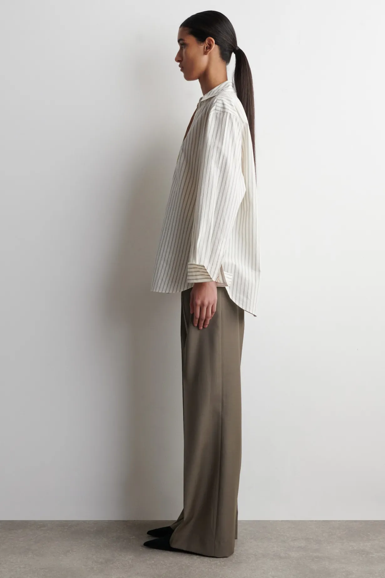 OPEN-COLLAR COTTON-POPLIN SHIRT