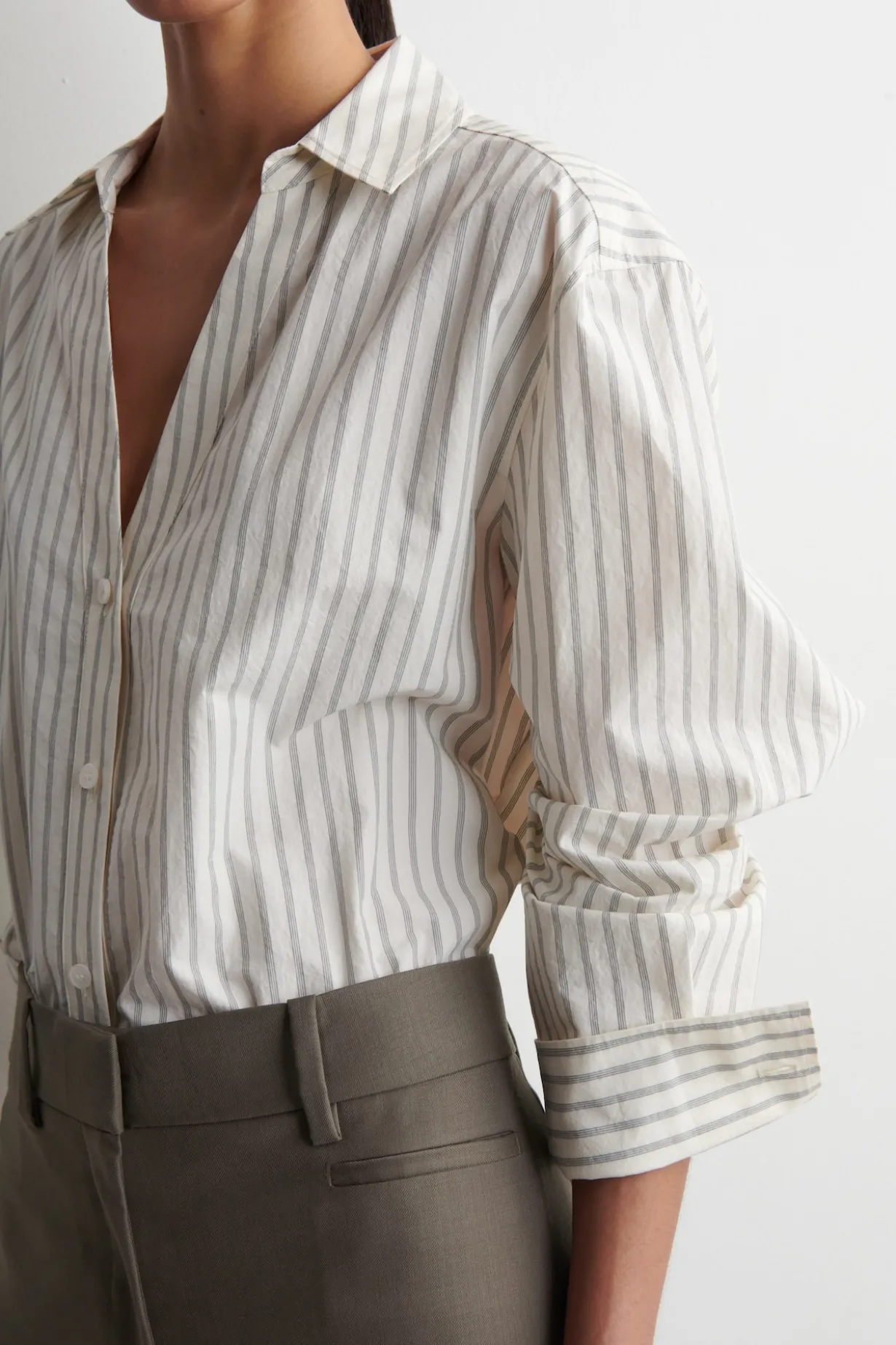 OPEN-COLLAR COTTON-POPLIN SHIRT