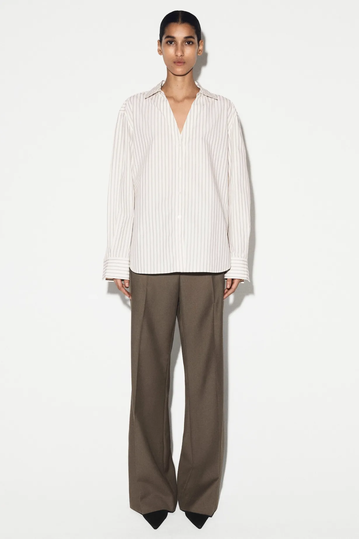 OPEN-COLLAR COTTON-POPLIN SHIRT