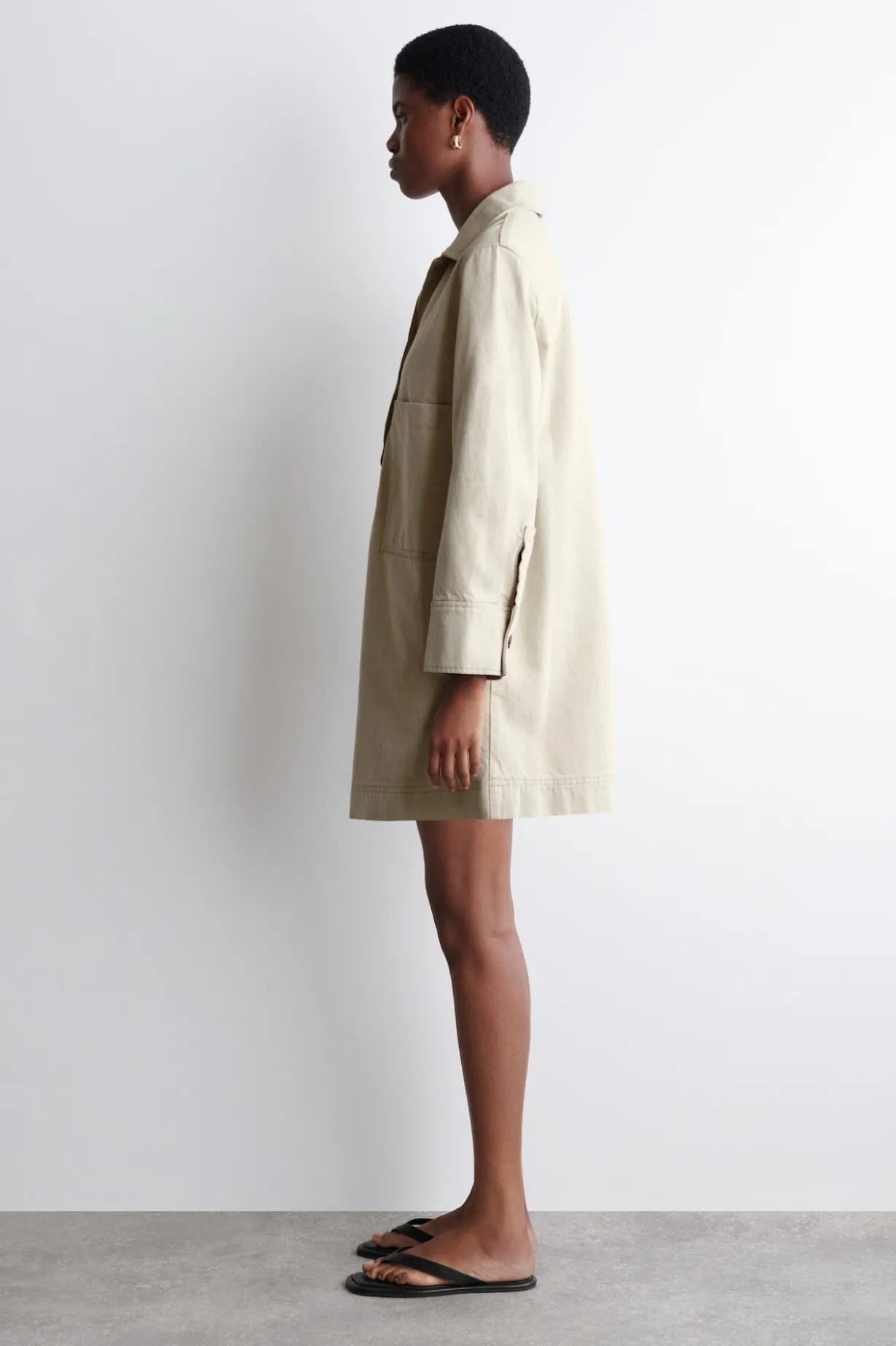 OPEN-COLLAR DENIM SHIRT DRESS