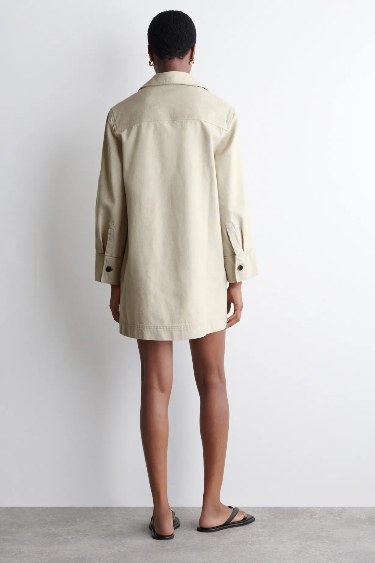 OPEN-COLLAR DENIM SHIRT DRESS