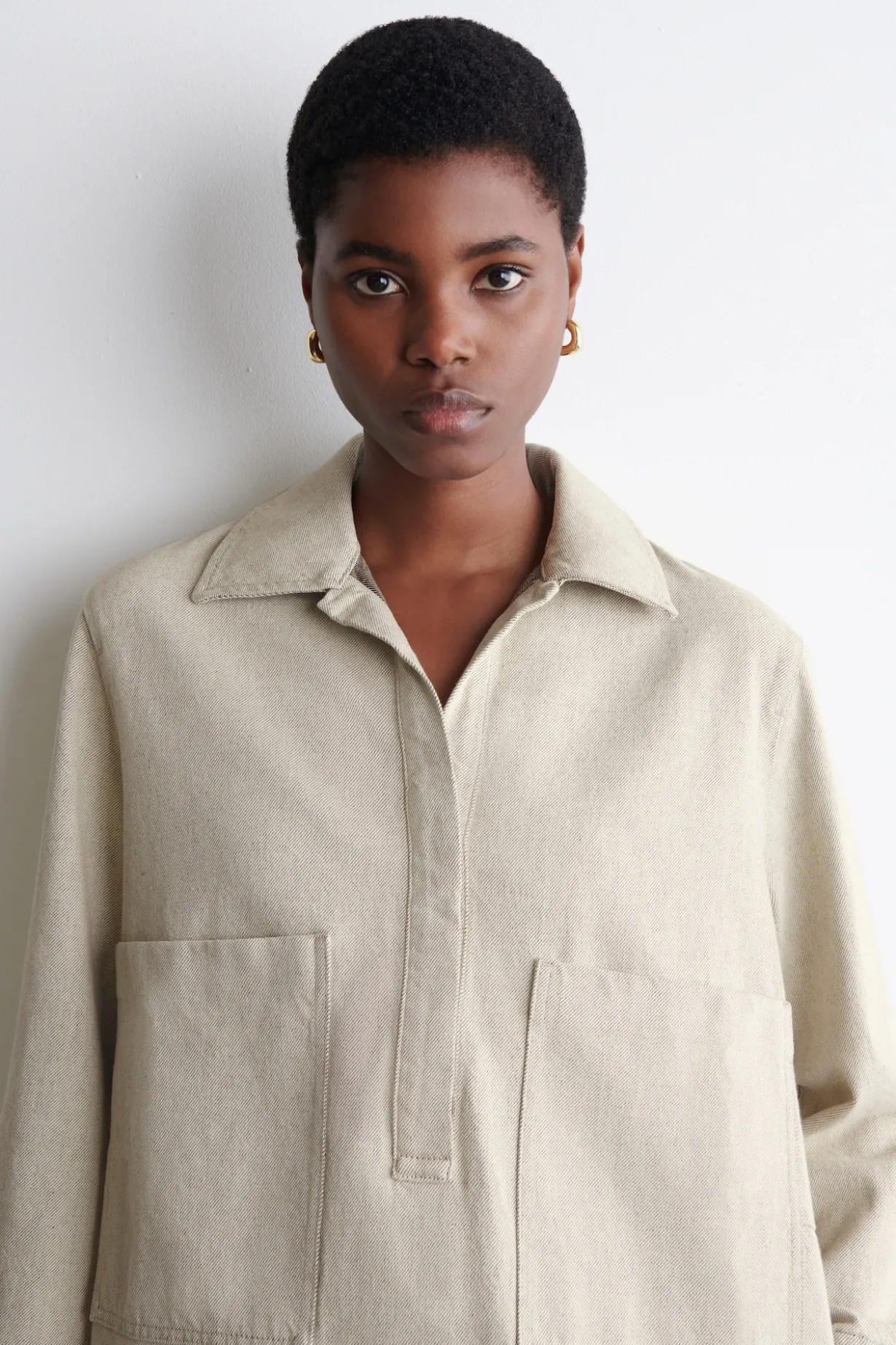 OPEN-COLLAR DENIM SHIRT DRESS