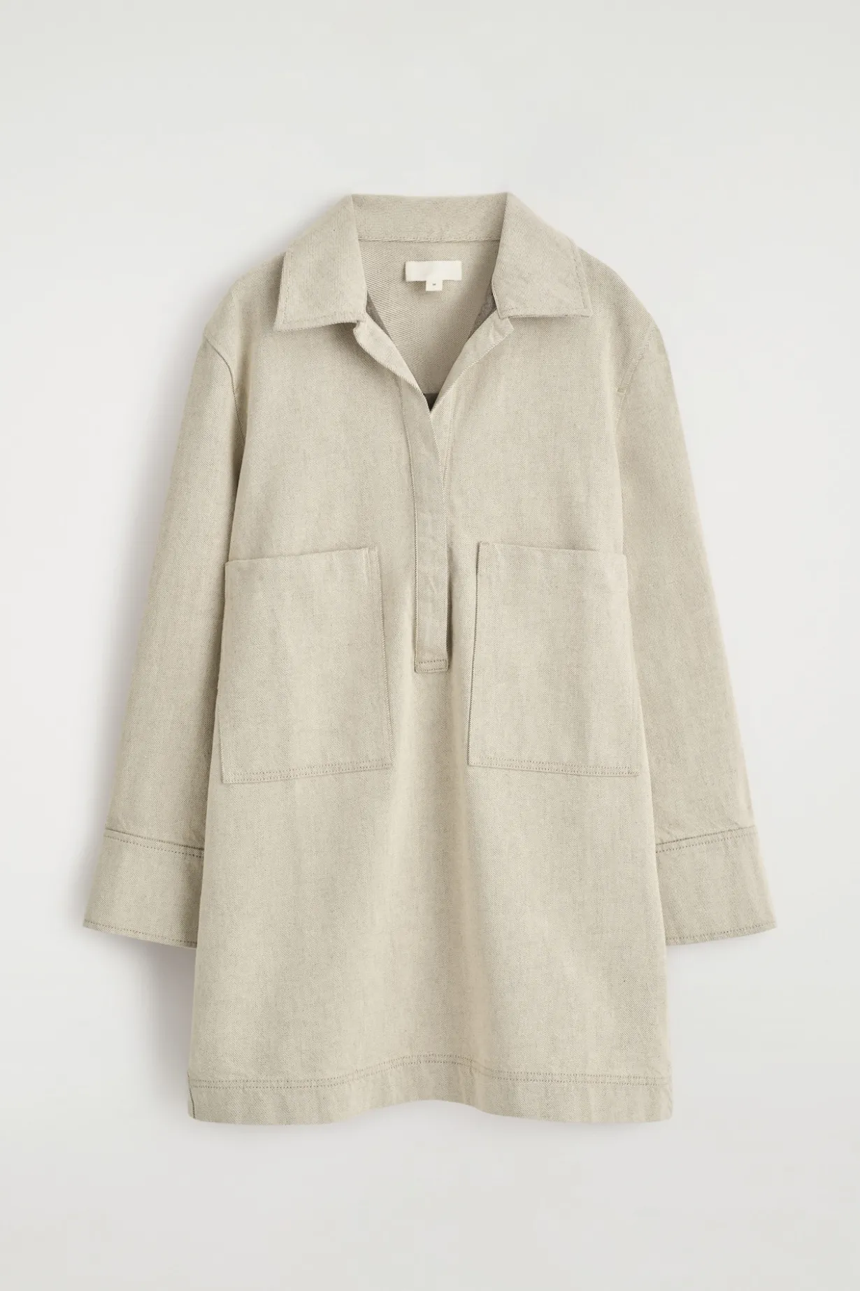 OPEN-COLLAR DENIM SHIRT DRESS