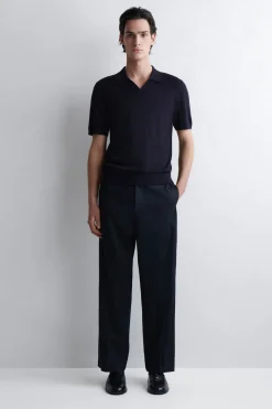 OPEN-COLLAR MERINO WOOL POLO SHIRT