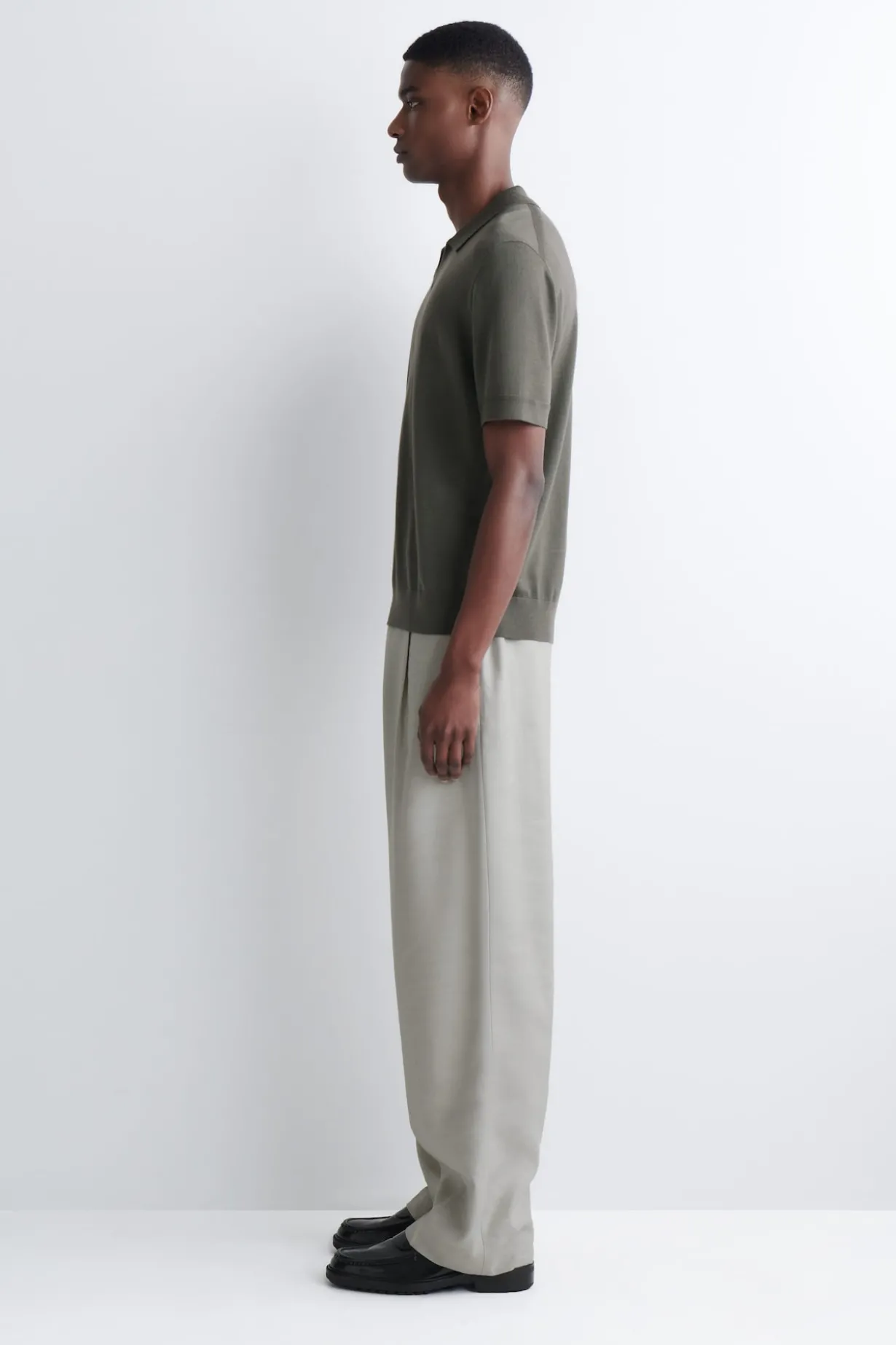 OPEN-COLLAR MERINO WOOL POLO SHIRT