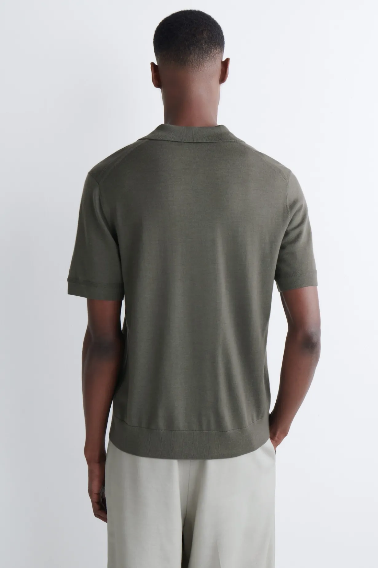 OPEN-COLLAR MERINO WOOL POLO SHIRT