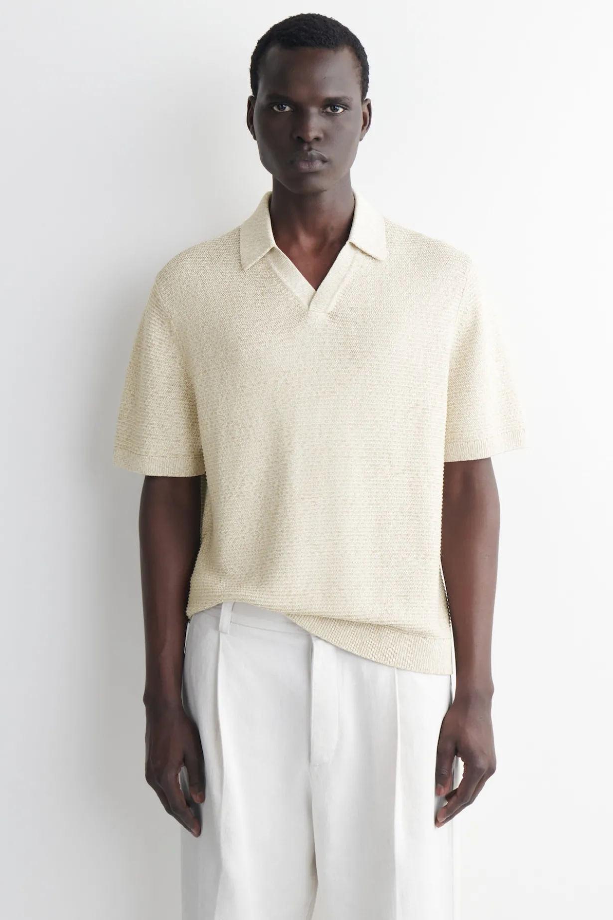 OPEN-KNIT POLO SHIRT