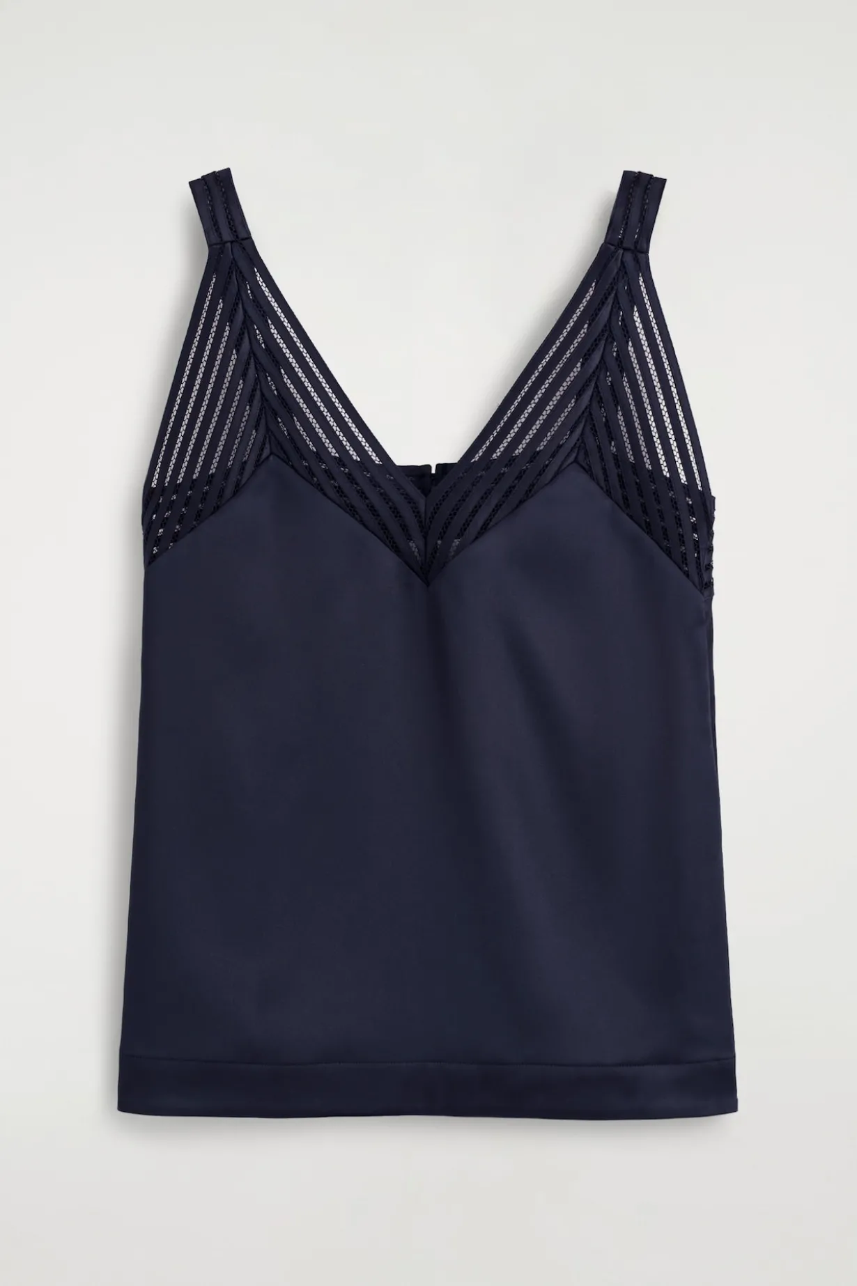 OPEN-STITCH SATIN CAMI TOP