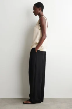 OPEN-STITCH SATIN CAMI TOP