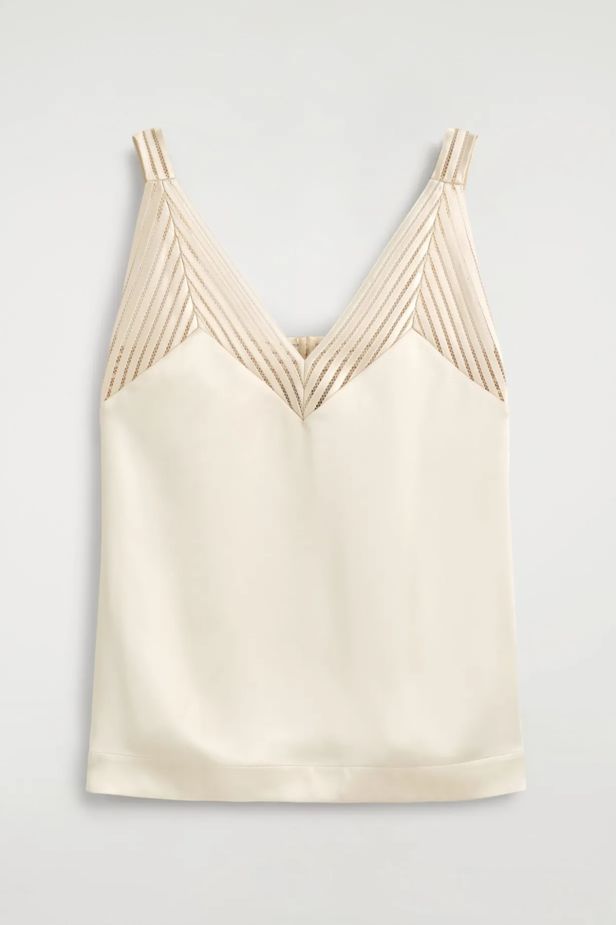 OPEN-STITCH SATIN CAMI TOP