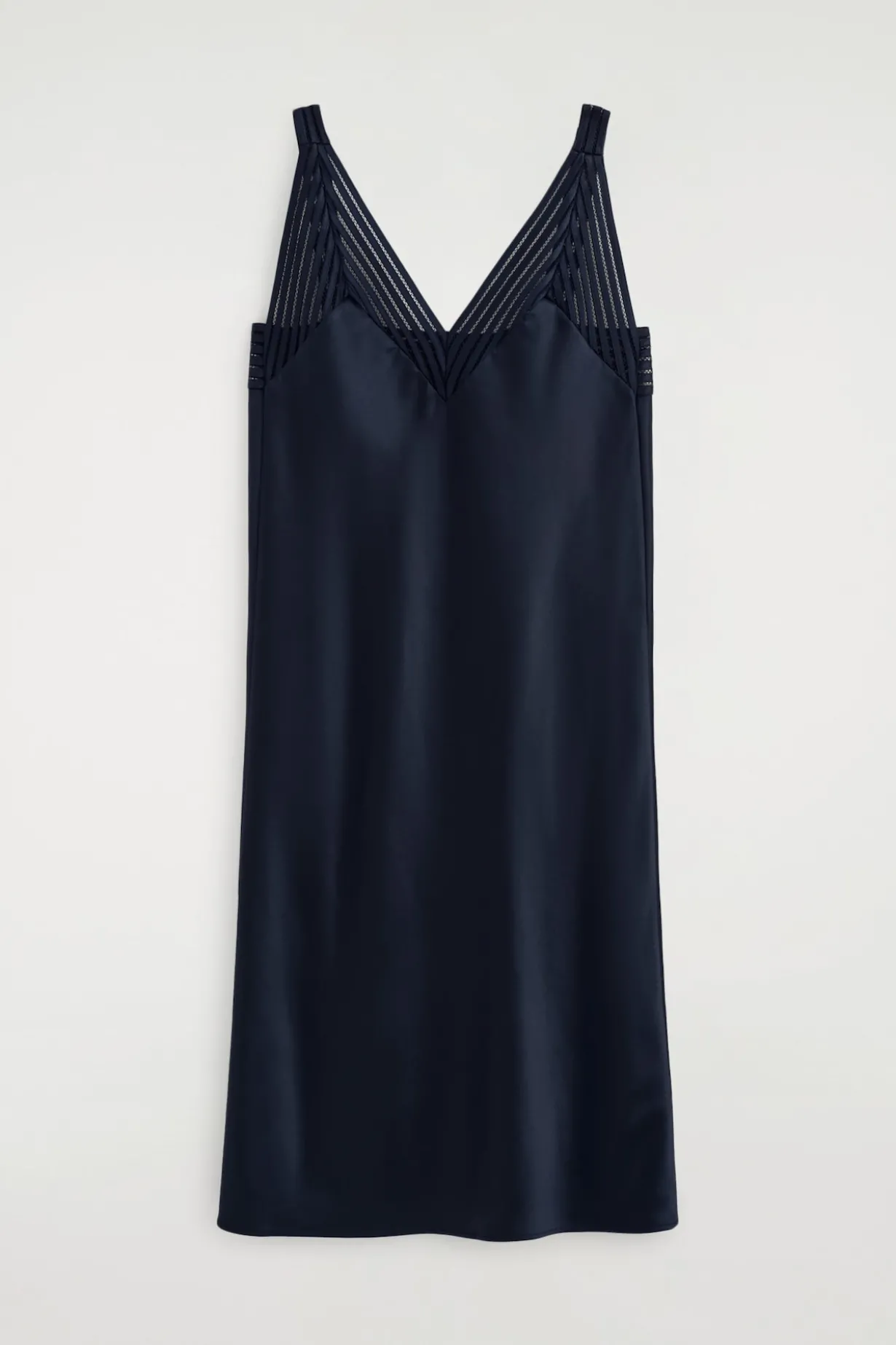 OPEN-STITCH SATIN SLIP DRESS