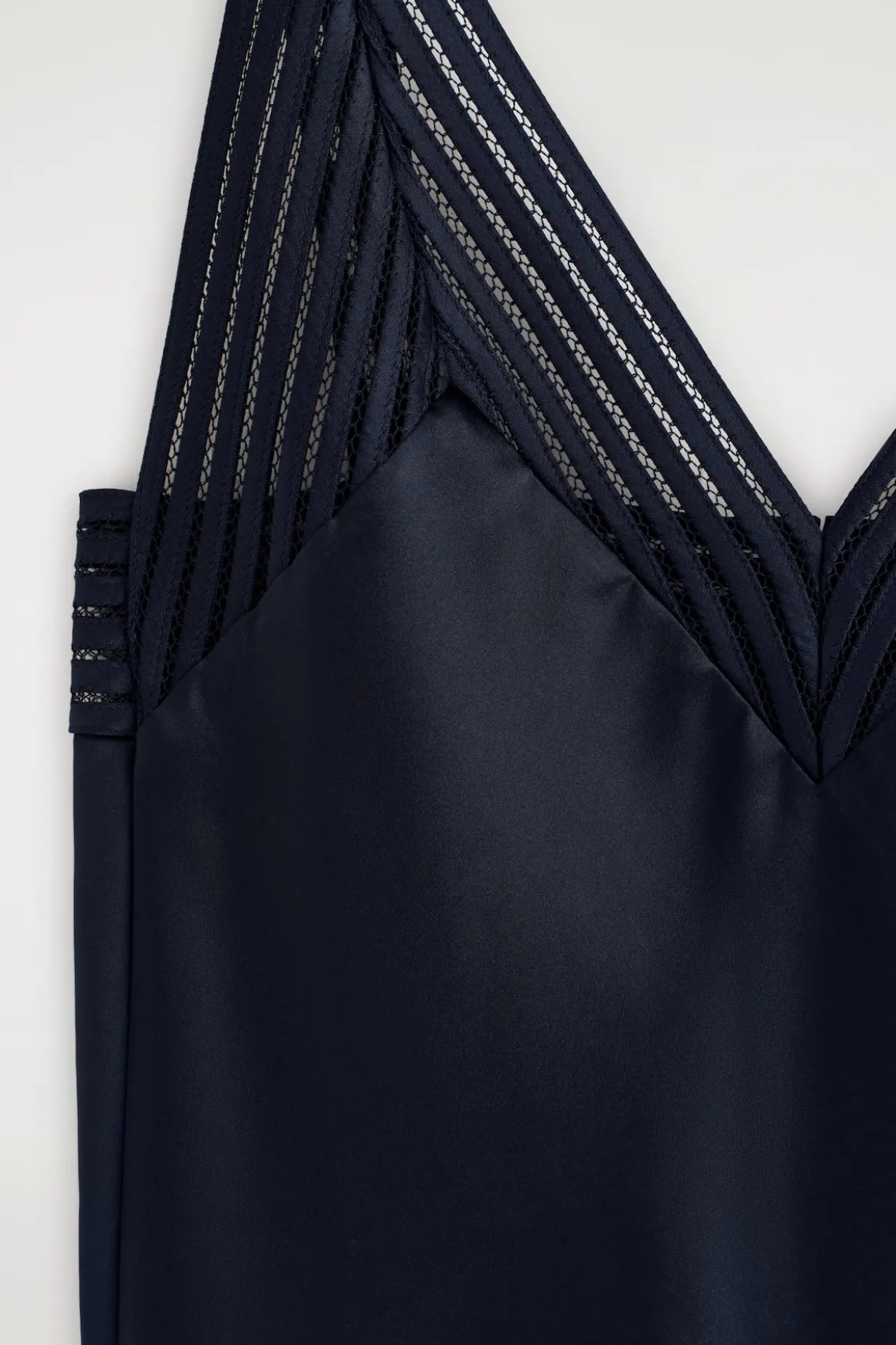 OPEN-STITCH SATIN SLIP DRESS