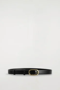 OVAL-BUCKLE LEATHER BELT