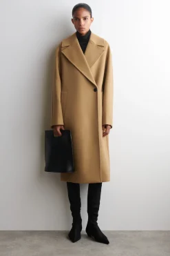 OVERSIZED DOUBLE-BREASTED WOOL LONG COAT