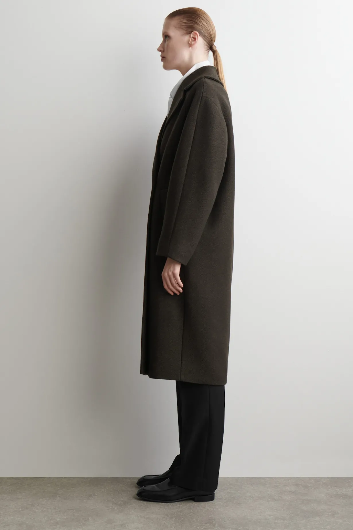 OVERSIZED DOUBLE-BREASTED WOOL LONG COAT