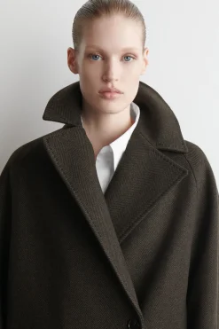 OVERSIZED DOUBLE-BREASTED WOOL LONG COAT